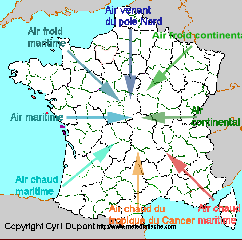 Les masses d'air en France