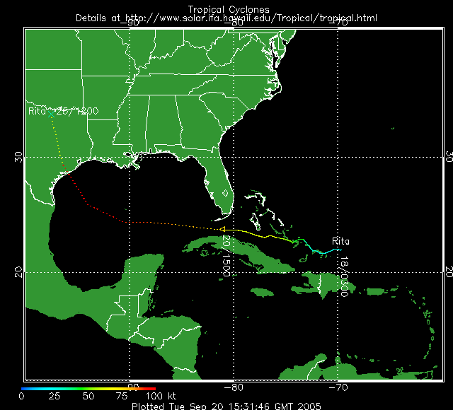 Trajectoire du cyclone Rita