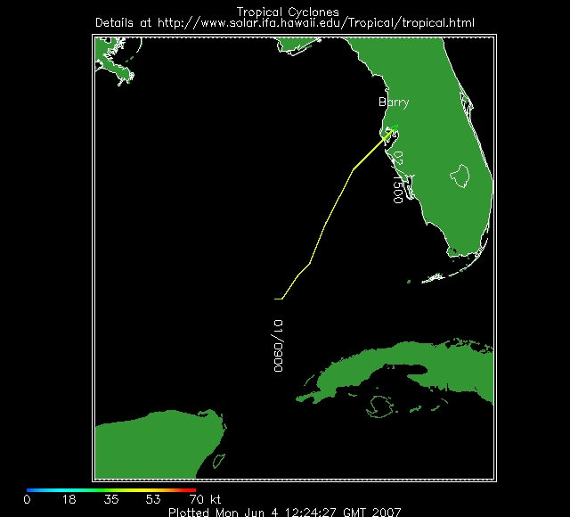 Trajectoire tempete tropicale Barry