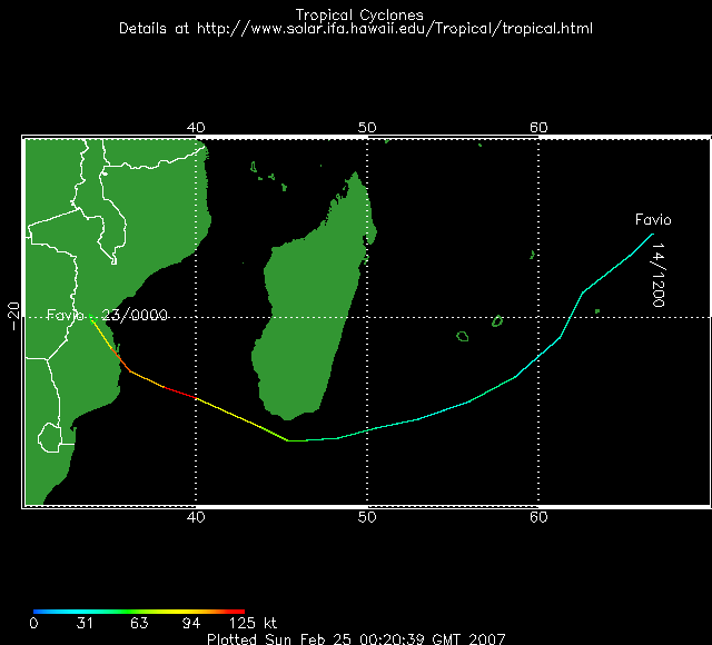 Trajectoire cyclone Favio