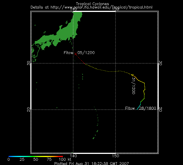 Trajectoire typhon Fitow