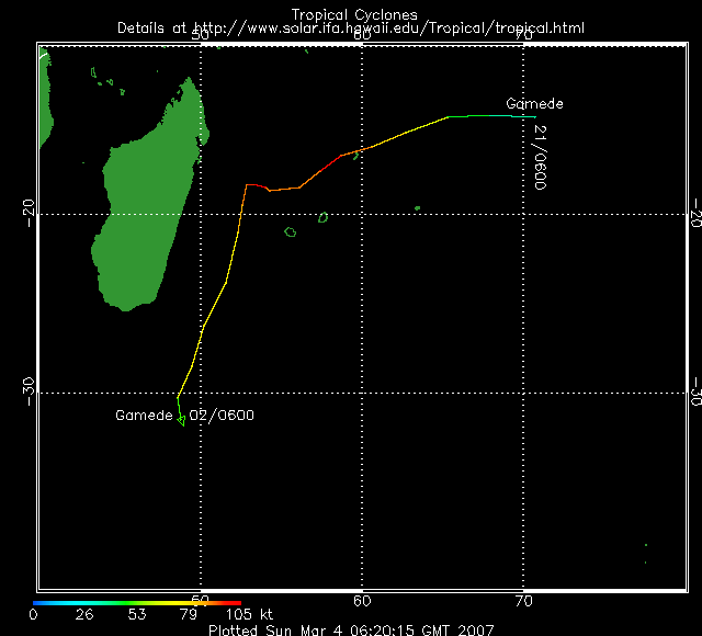 Trajectoire cyclone Gamede