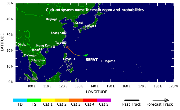 Trajectoire typhon Sepat