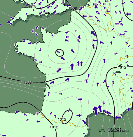 carte isobarique 9 Septembre 2002