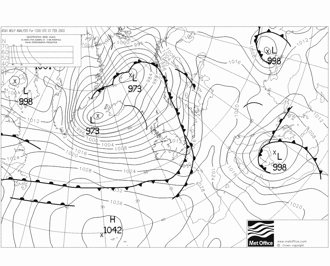 Carte Bracknell 1er Fevrier 2003  12h