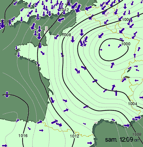 Pression atmospherique 4 Janvier 2003