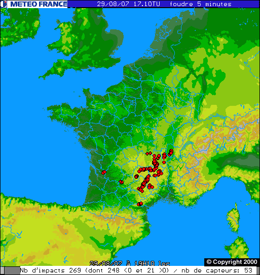 Impacts de foudre 29 Aout 2007