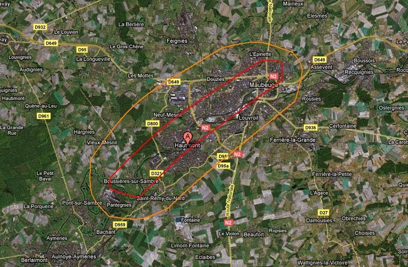 Trajectoire tornade Hautmont