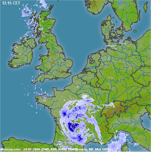 Precipitations Samedi 24 Janvier 2009