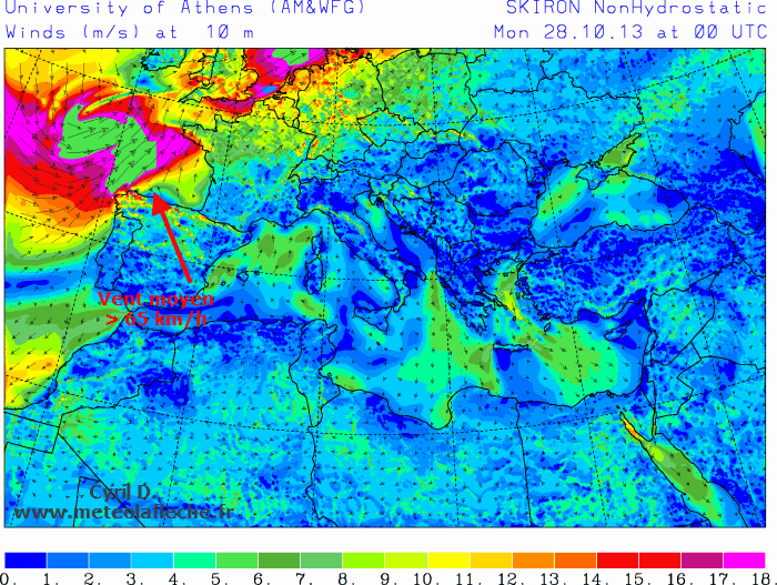 28 Octobre 2013 02h vent moyen France Skiron