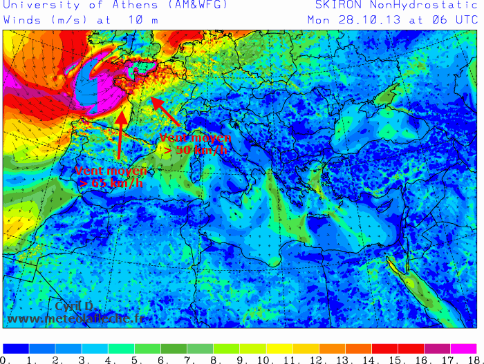 28 Octobre 2013 08h vent moyen France Skiron