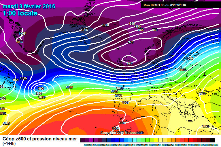 Pression atmosphrique Europe 9 Fvrier 2016 01h