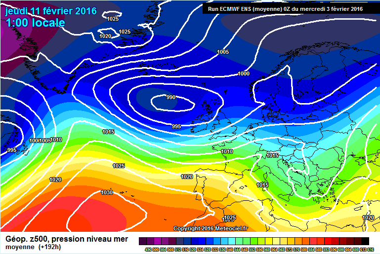 Pression atmosphrique Europe 11 Fvrier 2016 01h