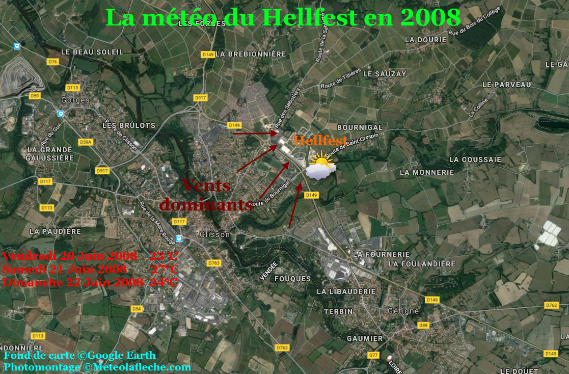 Météo températures relevées Hellfest 2008
