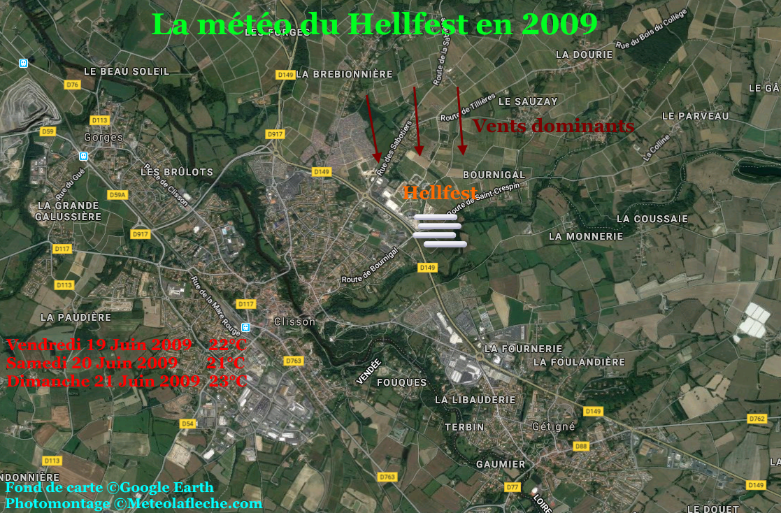 Météo températures relevées Hellfest 2009