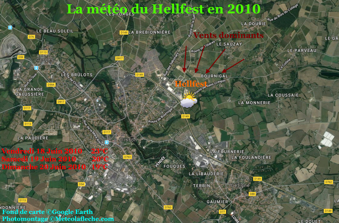 Météo températures relevées Hellfest 2010