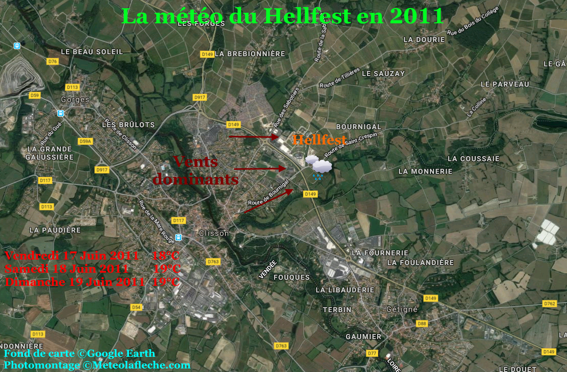 Météo températures relevées Hellfest 2011