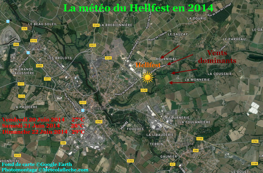 Météo températures relevées Hellfest 2014