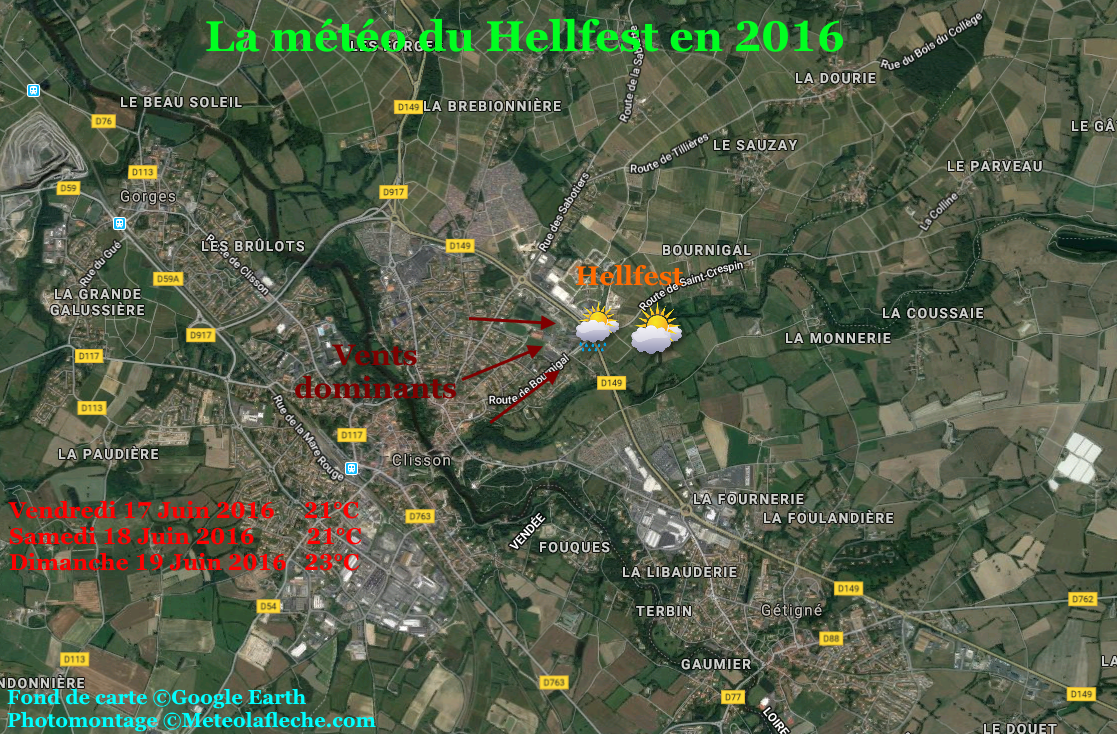 Météo températures relevées Hellfest 2016