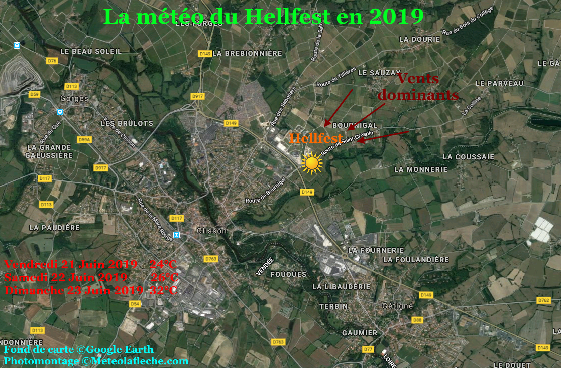 Météo températures relevées Hellfest 2019