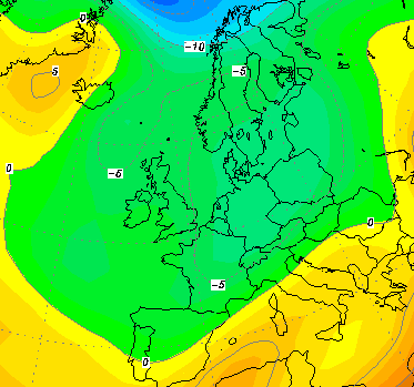 Temperatures 850 hPa 25 Novembre 2005