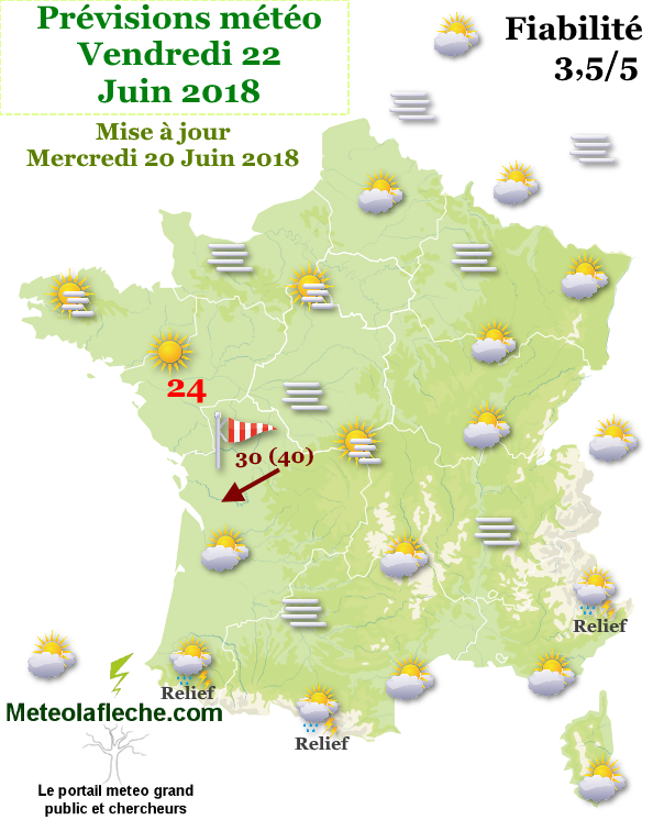 Prvisions mto Vendredi 22 Juin 2018