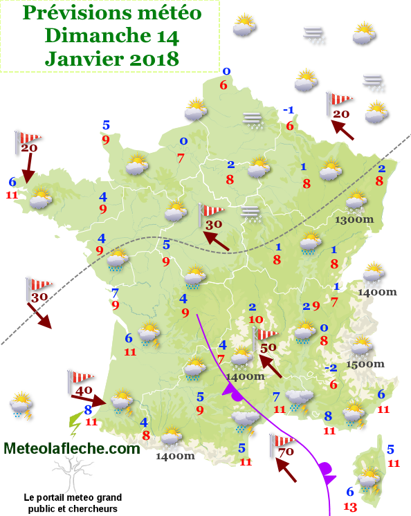 Meteo orages Sud Est 14 Janvier 2018