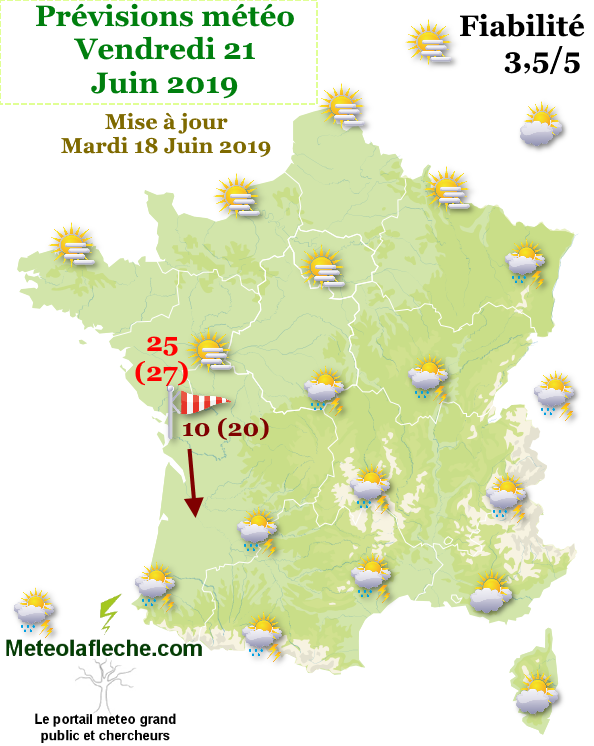 Prévisions météo Vendredi 21 Juin 2019