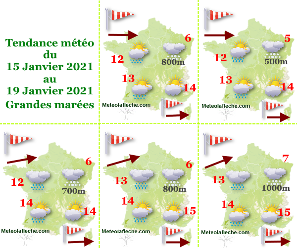 Météo du 15 au 19 Janvier 2021 grandes marées