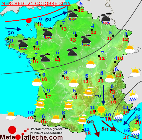 Previsions meteo Mercredi