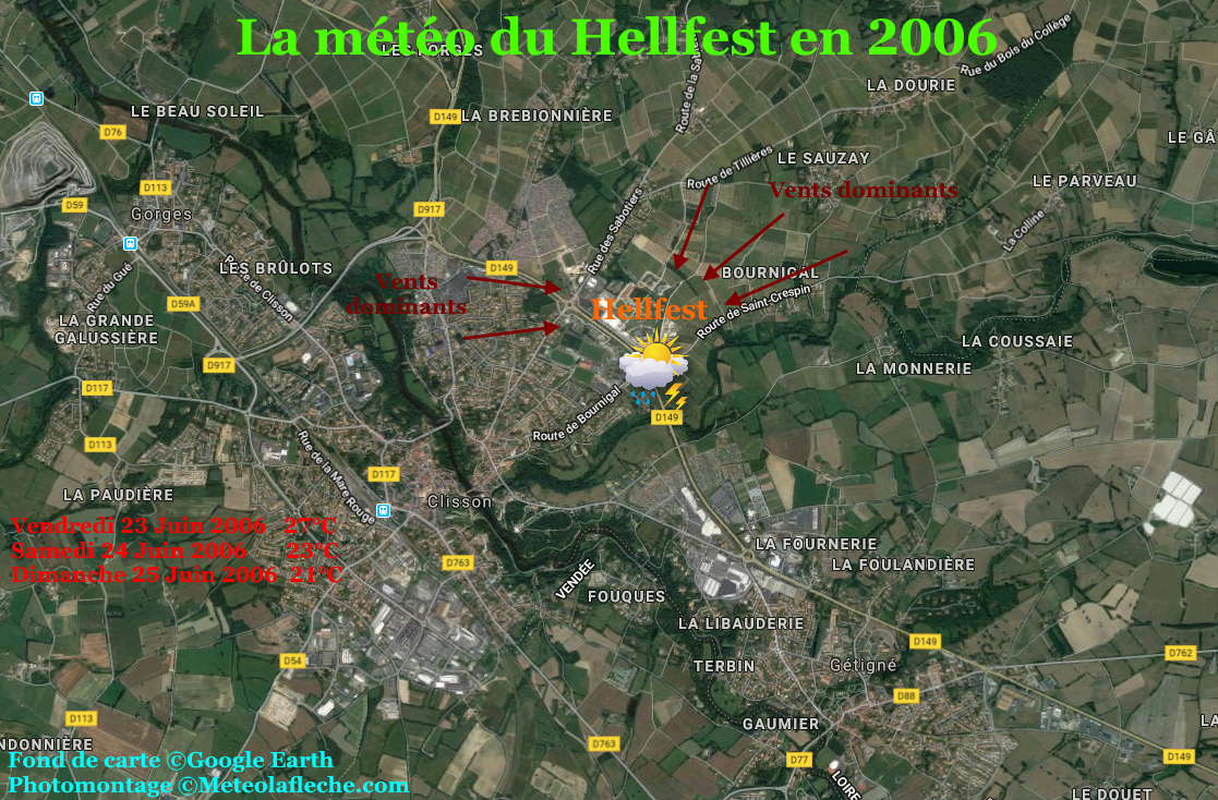 Météo températures relevées Hellfest 2006