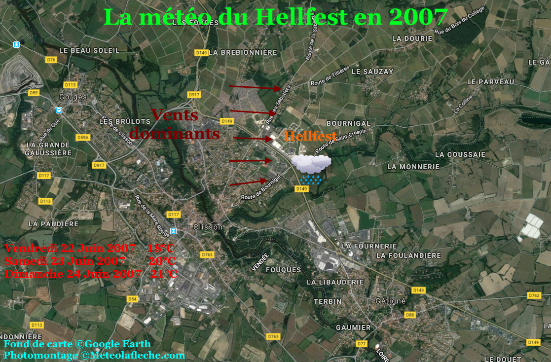 Météo températures relevées Hellfest 2007