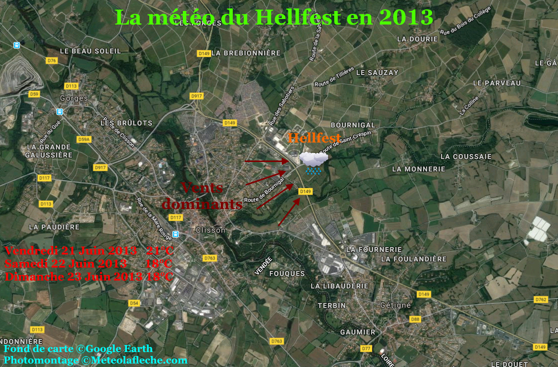 Météo températures relevées Hellfest 2013