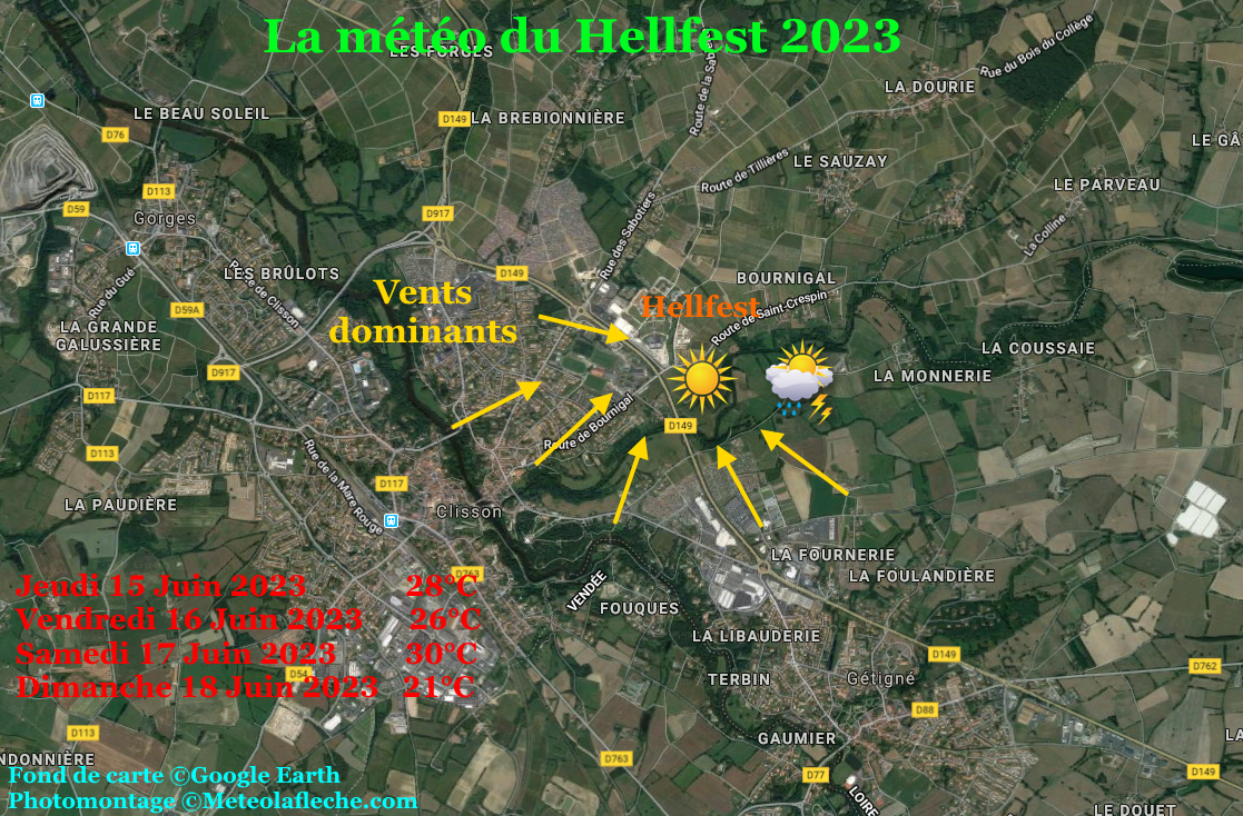 Temps et tempratures Clisson 2023