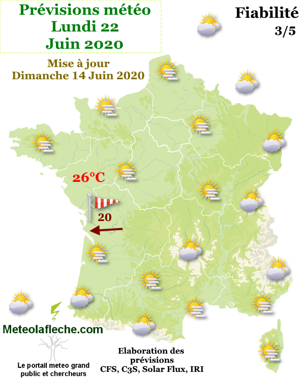 Prévisions météo Lundi 22 Juin 2020