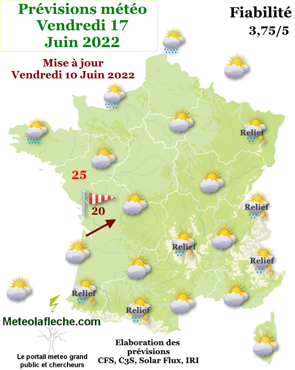 Prévisions météo Vendredi 17 Juin 2022