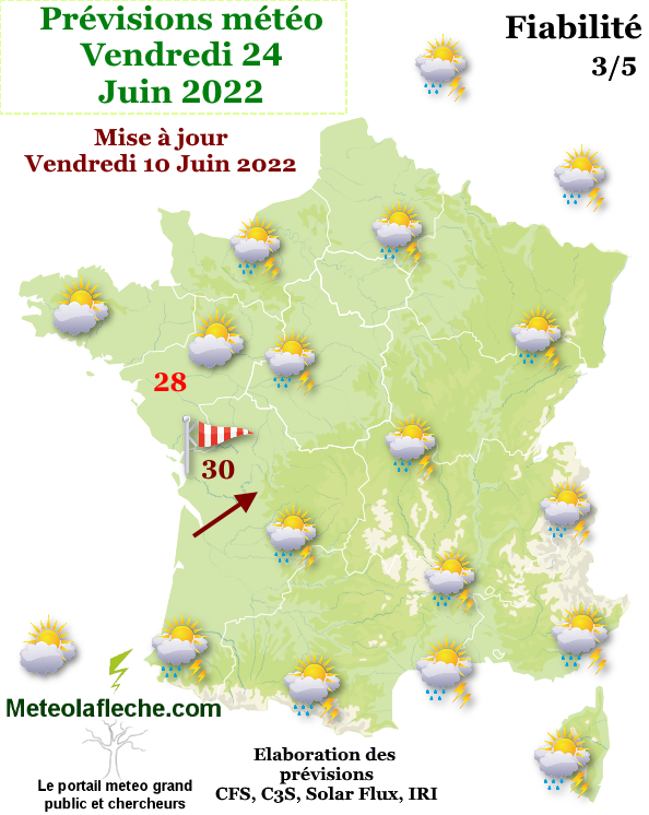 Prévisions météo Vendredi 24 Juin 2022