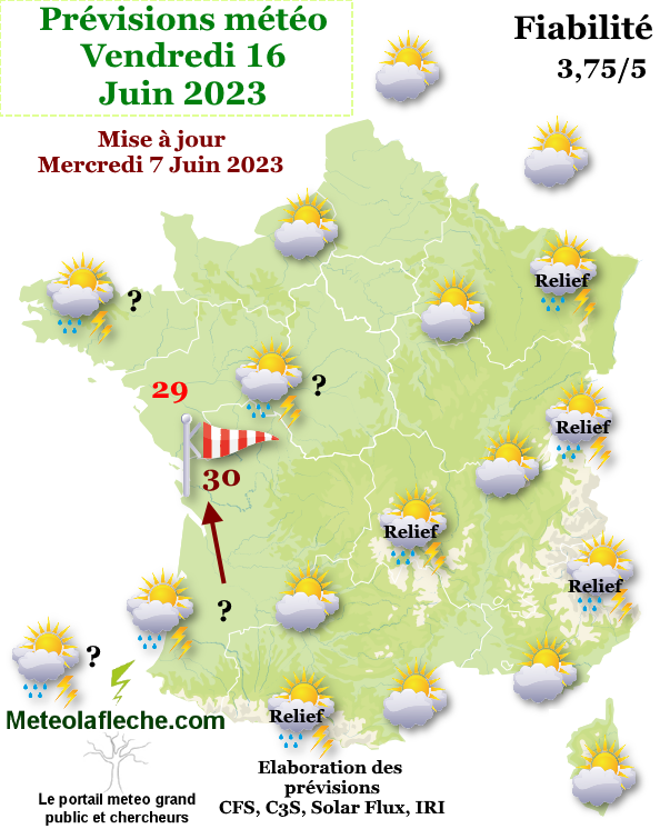 Prévisions météo Vendredi 16 Juin 2023